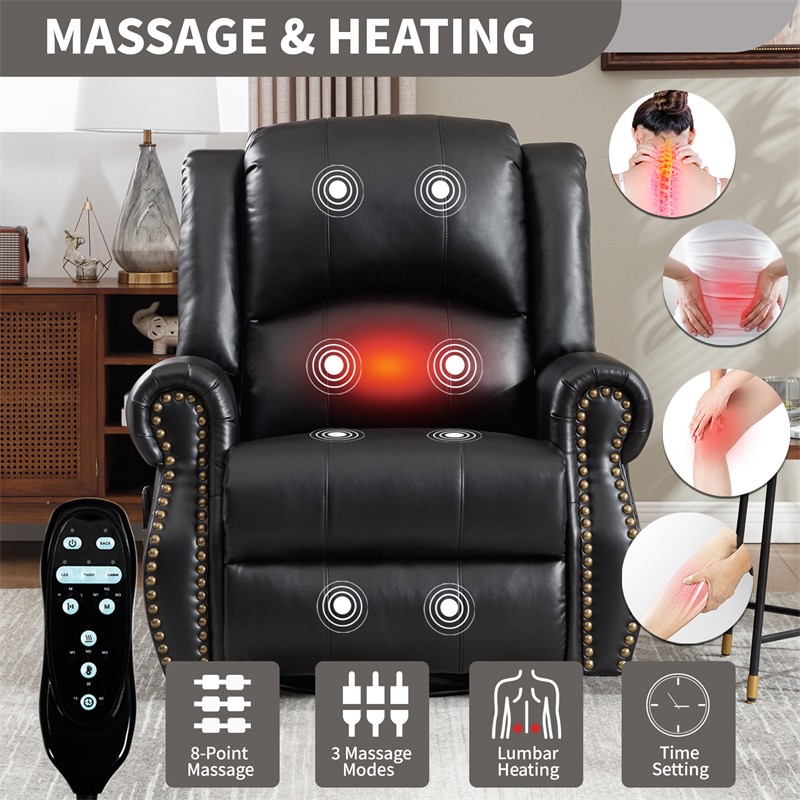 Massage Swivel Rocker Recliner Chair w/ Vibration Massage Heat Ergonomic Lounge gallery
