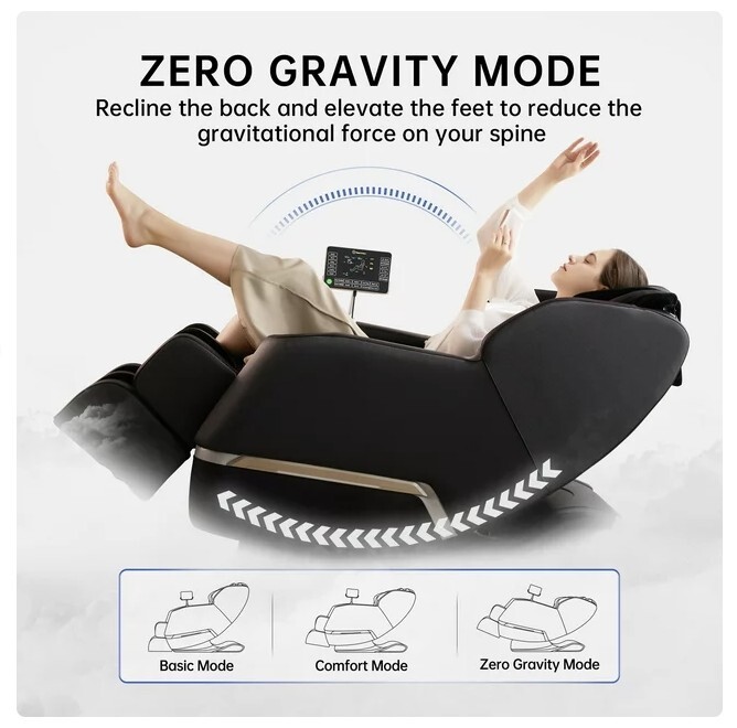 Real Relax Full Body Zero Gravity Shiatsu Recliner Electric Chair, Black gallery