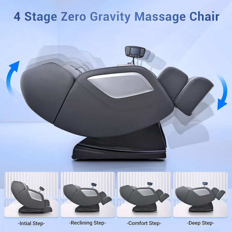 Zero Gravity Shiatsu Massage Chair with Heat & USB - Fully Assembled, Black gallery