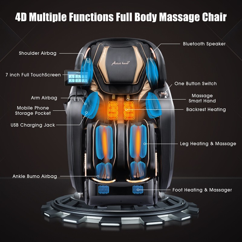 Oversized 4D Full Body Zero Gravity Airbag Shiatsu Massage Chair Recliner 24Mode gallery