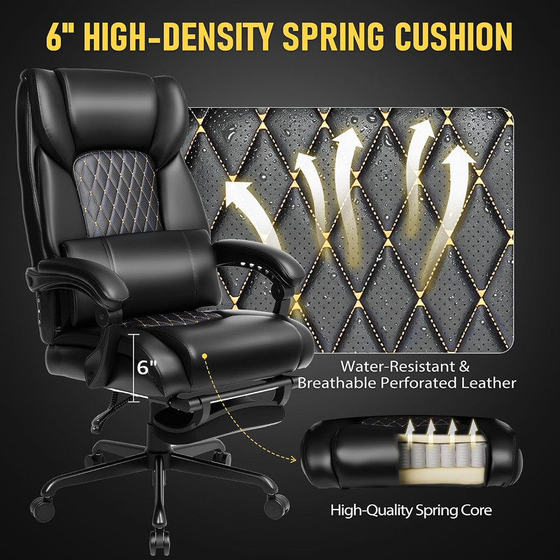 3D Kneading Massage Office Chair with Heat, 500 Lbs Big and Tall Executive Compu gallery