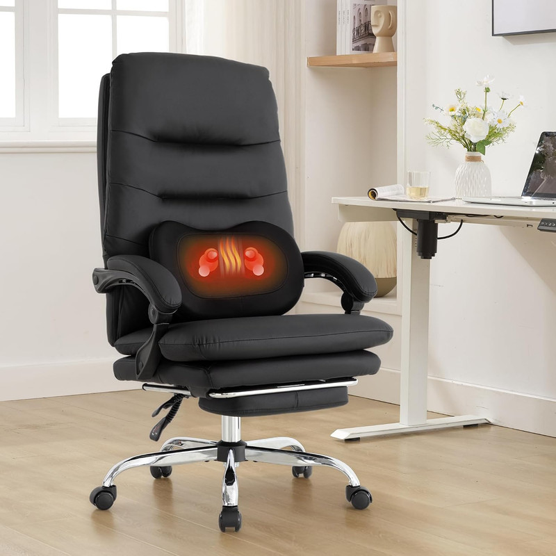 Kneading Massage Executive Office Chair with Heated,90-135° Reclining Chair with