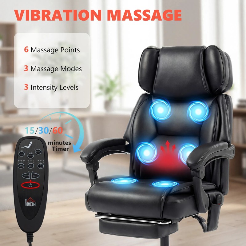 High Back Vibration Massage Chair Heating Office Chair Reclining Computer Chair gallery