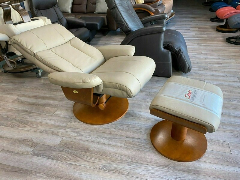 Mac Motion Norway Recliner Chair and Ottoman Khaki Top Grain Leather 39-103 gallery