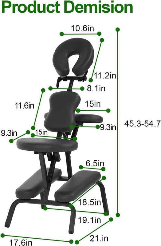 Adjustable Portable Massage & Tattoo Chair with Backpack - Black gallery