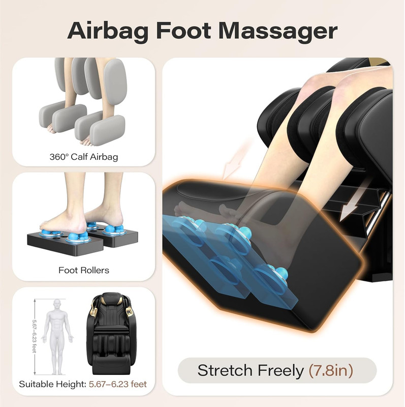 Full Body Shiatsu Massage Chair, Zero Gravity, 12 Auto Modes, Heating, Black gallery