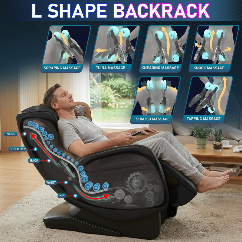 Ergonomic Full Body Massage Chair with Zero Gravity & Bluetooth Music (Black) gallery