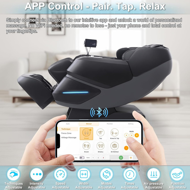 MT339 4D Massage Chair, Full Body Recliner with Auto Footrest, Zero Gravity, OTA gallery