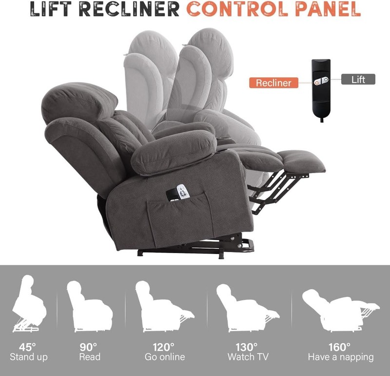 Power Lift Recliner Chair W/ Massage & Heat Elderly Electric Recliner Single gallery