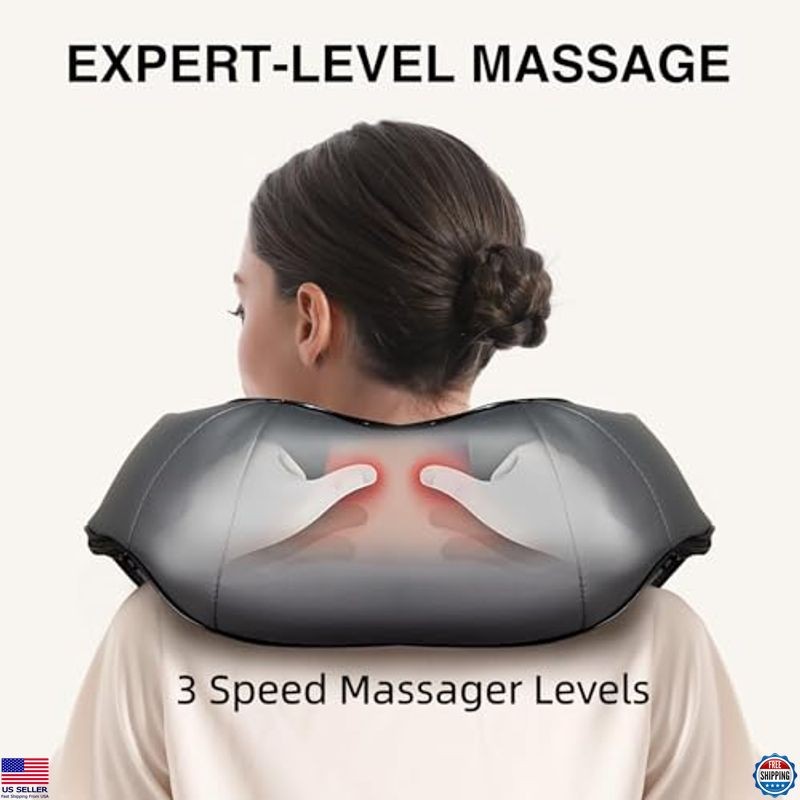 Nekteck Shiatsu Neck and Back Massager with Heat, Electric 3D Deep Tissue Relief gallery