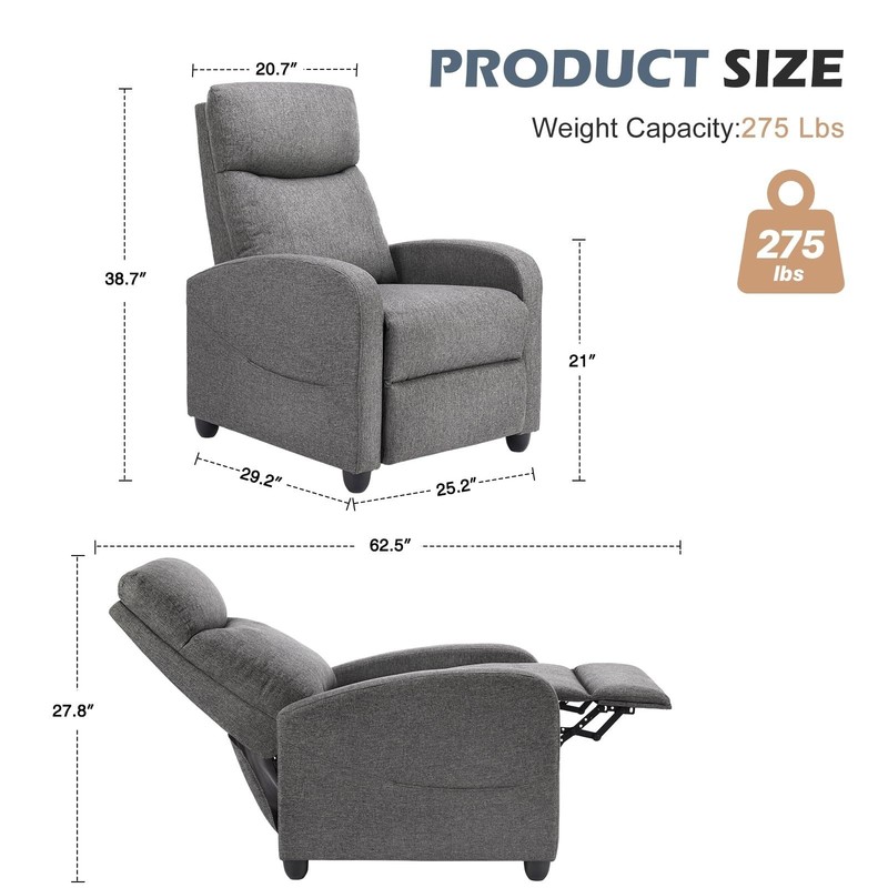Sweetcrispy Massage Recliner Chair Gray Adjustable Lounge Chair gallery