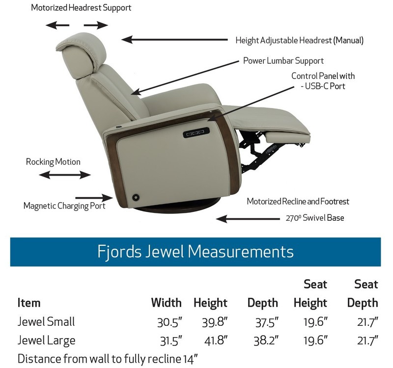 Large Fjords Jewel Swing Relaxer 3Motor Power Recliner Chair Shadow Grey Leather gallery