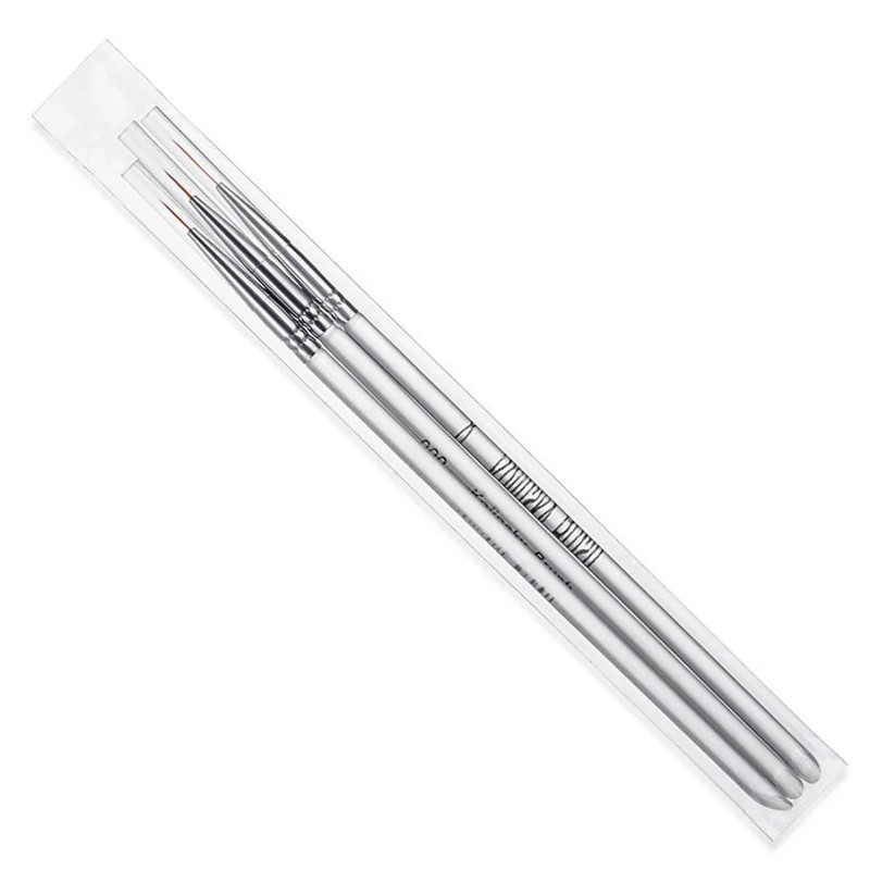 3Pcs/opp Nail Art Brushes, Aluminum for Home Travel (White)