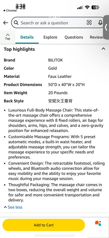 Zero Gravity Recliner Massage Chair with Full Body Heat, Bluetooth Speakers, Air gallery