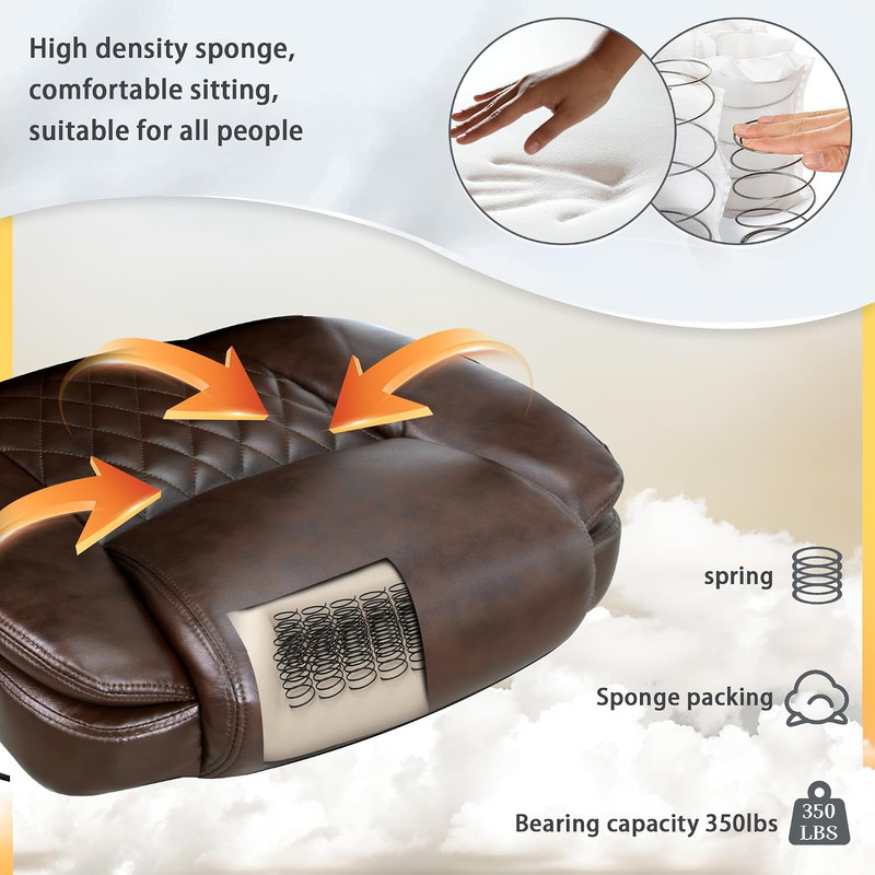 6 Point Vibrating Massage Office Chair with Adjustable Height | PU Leather, Heat gallery