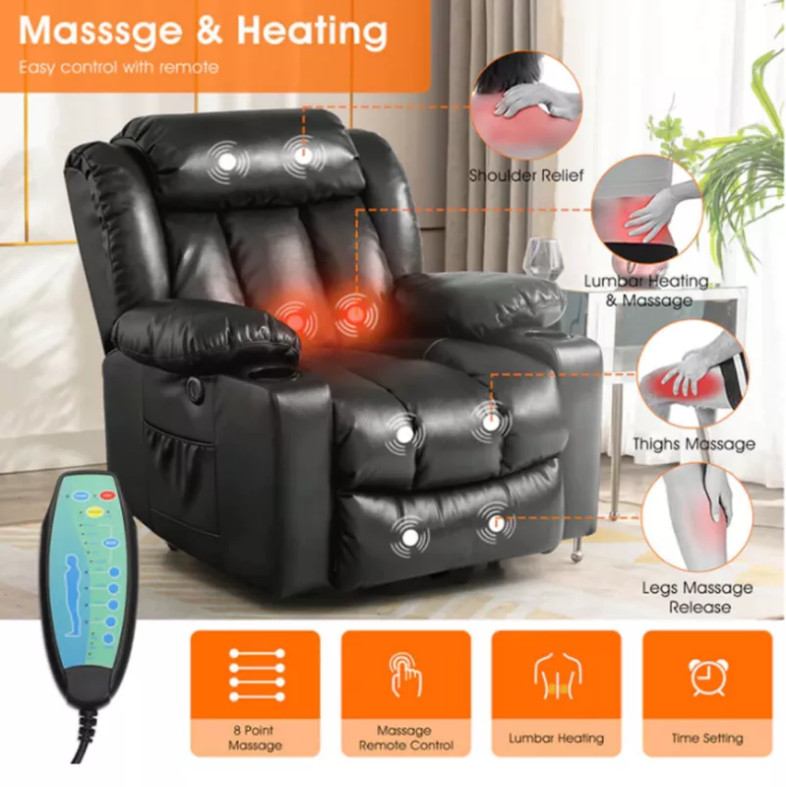 Premium Microfiber Leather Large Lift Massage Recliner Chair with Heating