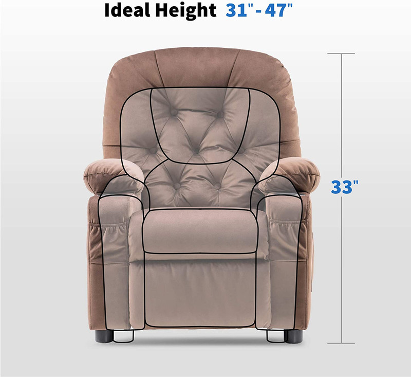 Big Kids Recliner Chair with Cup Holders for kids Side Pockets Velvet Fabric gallery