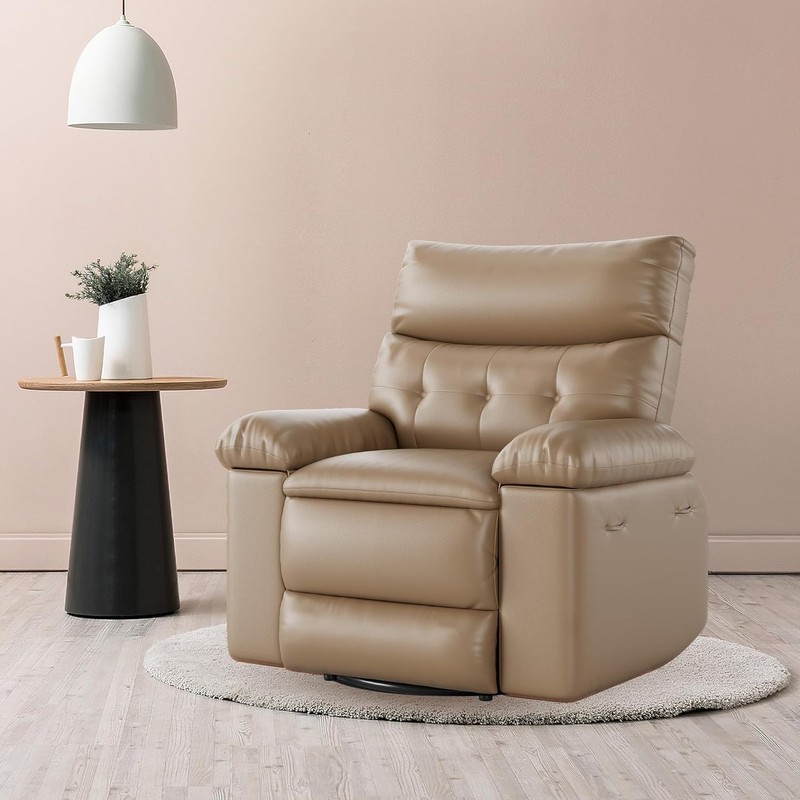 Power Swivel Rocker Recliner w Heating Massage, Faux Leather Glider Chair Adults gallery