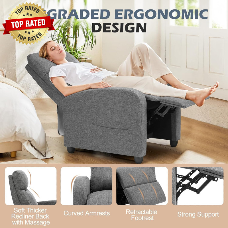 Massage Recliner Chair for Adults, Adjustable Home Theater Seating with Lumbar S gallery