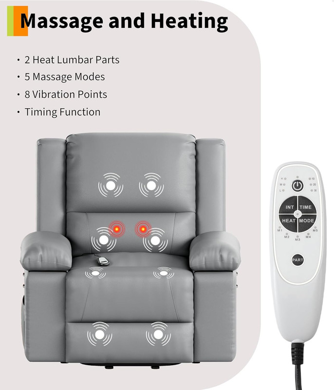 Power Lift Recliner Chair - Heat and Massage, PU Leather Electric Lift Recliner gallery