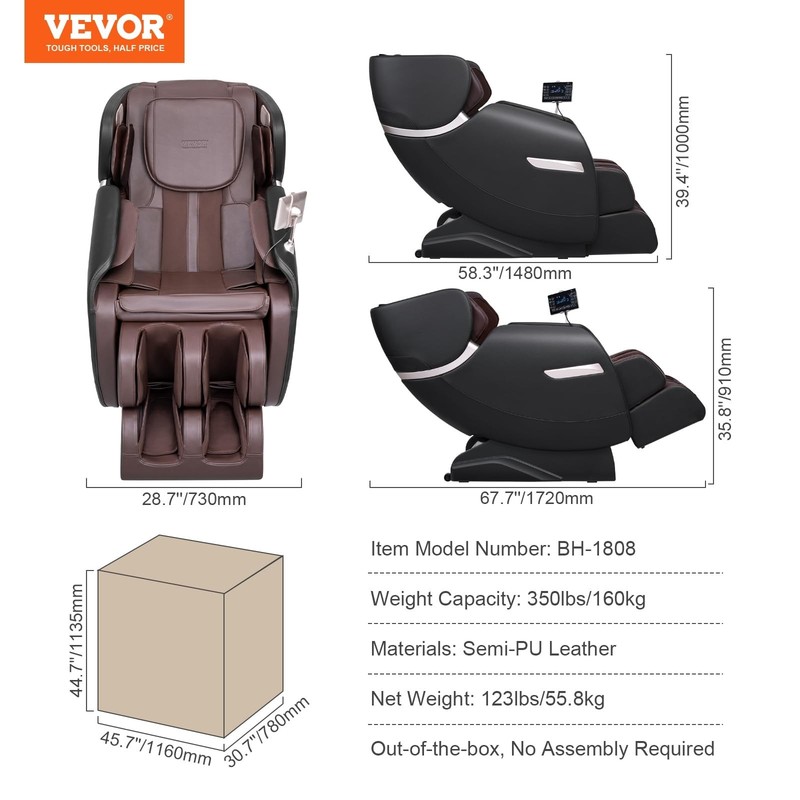Full Body Zero Gravity Massage Chair - 3D Shiatsu, Heating, Bluetooth, Airbag, F gallery