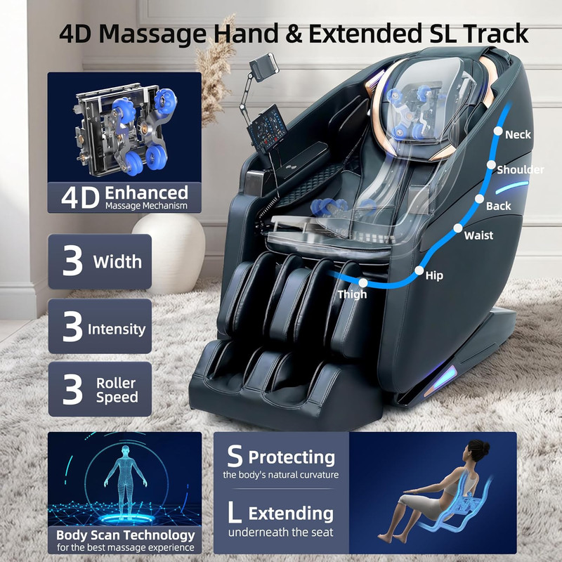 4D Shiatsu Massage Chair with Heat & Zero Gravity - Full Body Relief at Home gallery