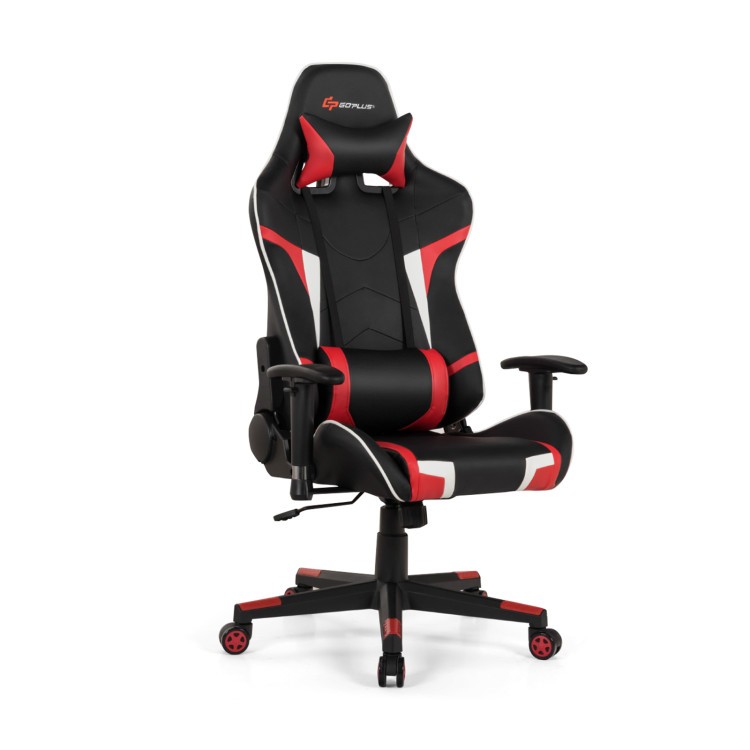 Reclining Massage Gaming Chair with Lumbar Support and 360° Swivel