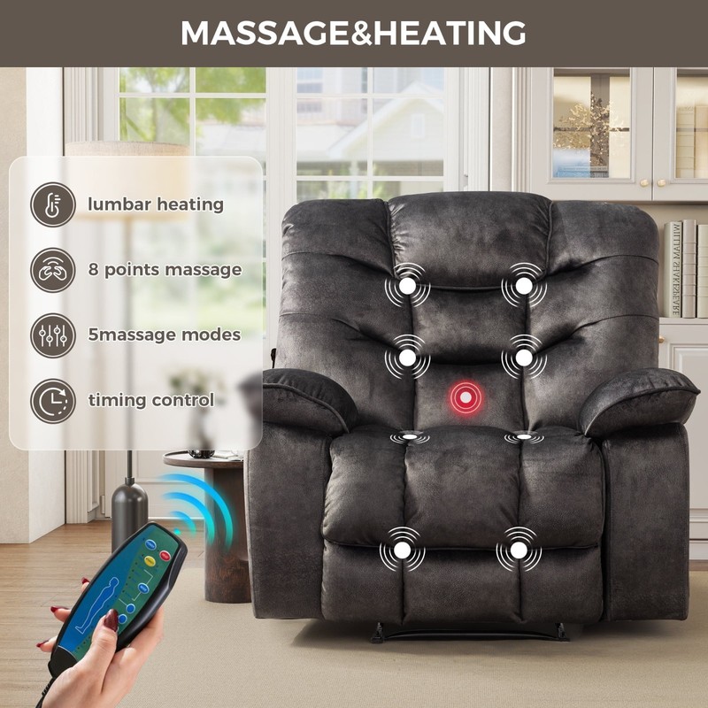 CANMOV Power Recliner Chair - 41" Wide Electric Massage Recliner with Heat & USB gallery