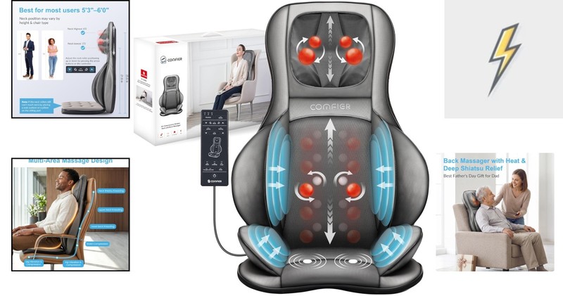 Shiatsu Neck & Back Massager Chair Pad w/ Heat - Perfect Father's Day Gift gallery