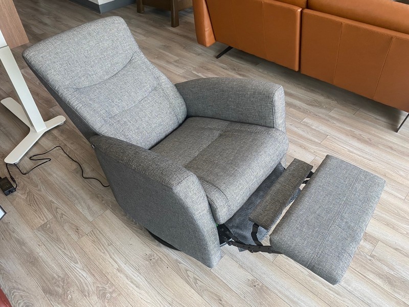 Small Fjords Oslo Swing Relaxer Power Electric Recliner Chair Gray Fabric gallery