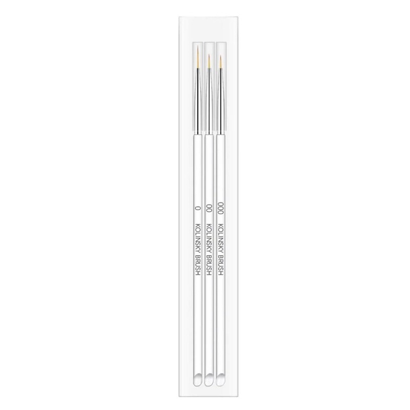 3Pcs/opp Nail Art Brushes, Aluminum for Home Travel (White) gallery
