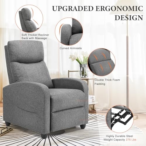 Massage Recliner Chair for Adults, Adjustable 25.2"D x 29.2"W x 38.7"H Grey gallery