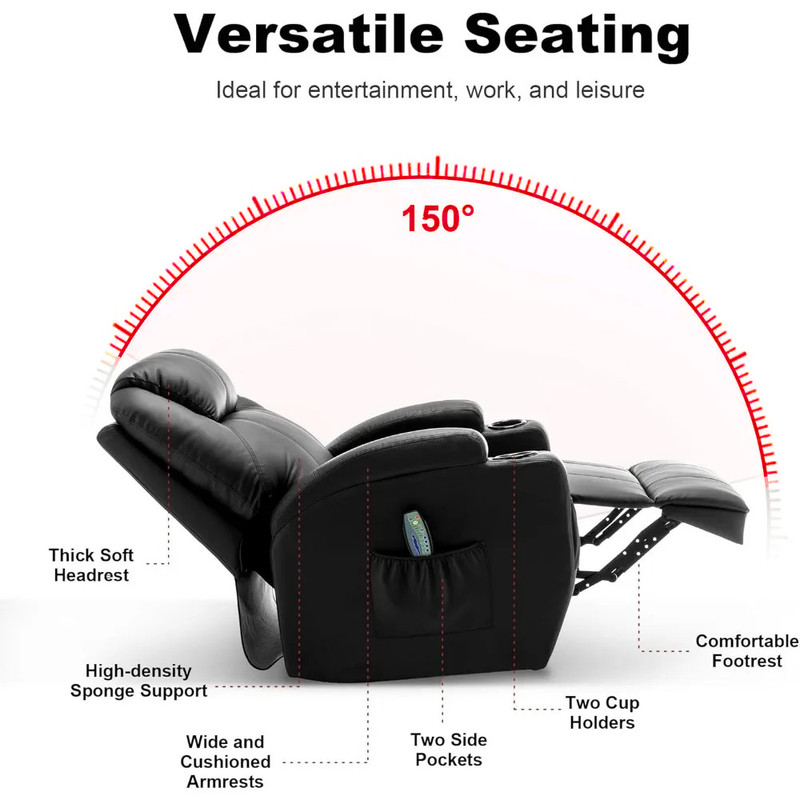 360° Massage and Heat Rocking Chair Swivel Recliner Chairs gallery
