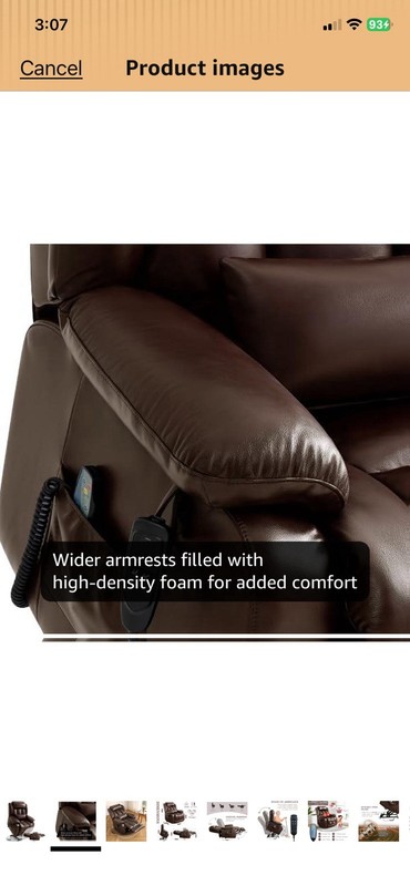 Power Lift Recliner Chair Heated Massage w/ Remote Control, Brown, 1-Seater