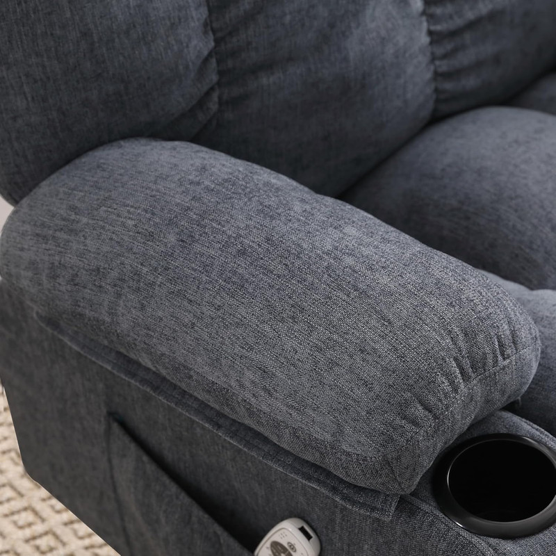 Oversized Massage Swivel Recliner Chair with Lumbar Heating for Living Room Rock gallery