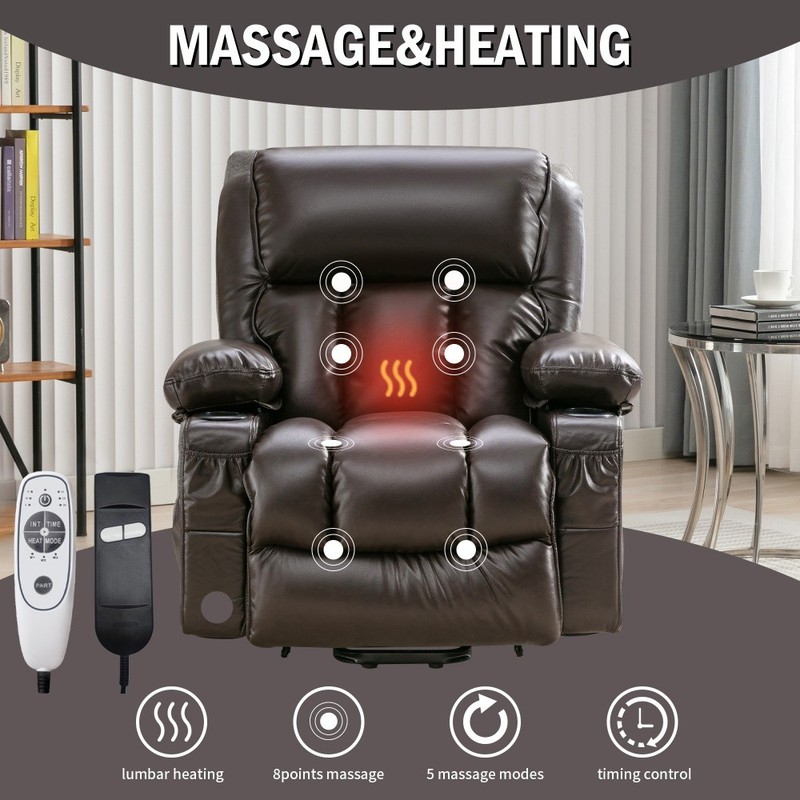Power Lift Recliner Chair with Heat & Massage, 8 Points, 350 lbs Capacity gallery