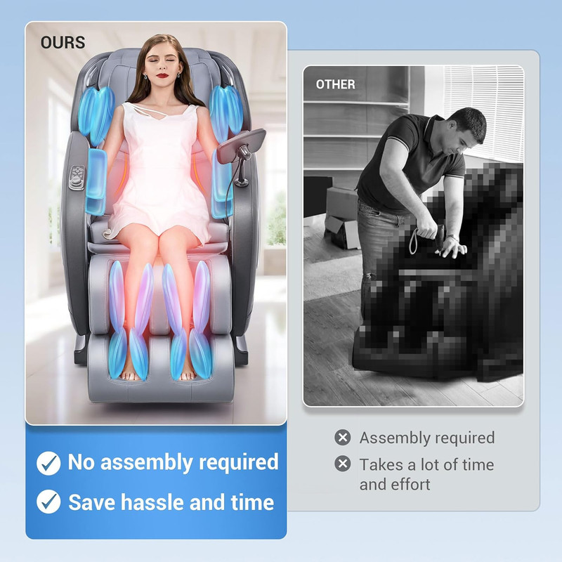 Zero Gravity Shiatsu Massage Chair with Heat & USB - Fully Assembled, Black gallery