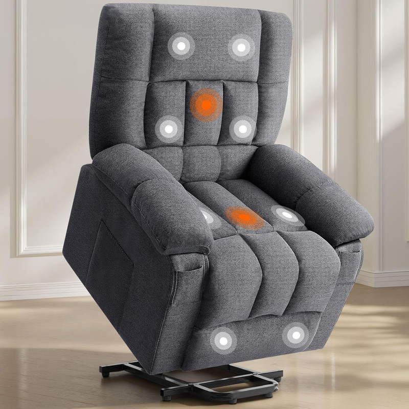 Light Brown Ergonomic Power Lift Recliner Chair with Massage & Heat for Seniors