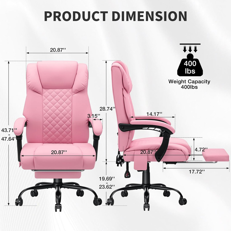 400Lbs Massage Office Chair with Foot Rest 6 Points Vibration Ergonomic Executiv gallery