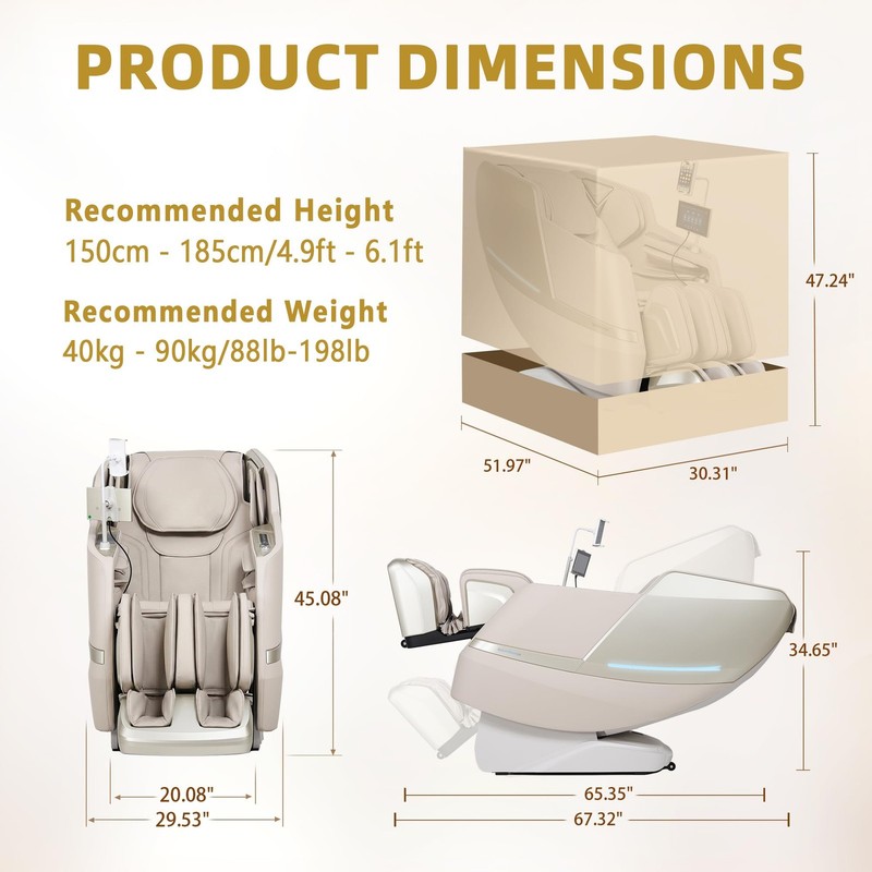 Reexinfty 4D Zero Gravity Full Body Massage Chair 20 Auto Programs Beige gallery