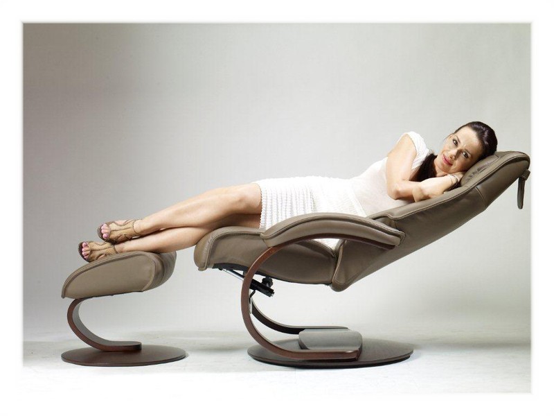 Fjords Admiral Large Recliner Chair and Ottoman AL 578 Cement Leather Lounger gallery