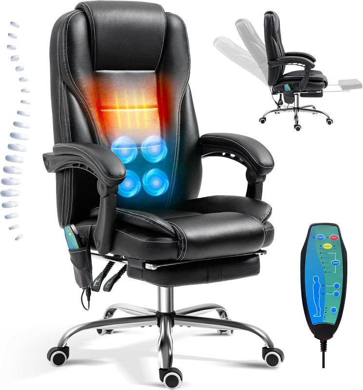 Tonghuas Massage Office Chair with Foot Rest Vibration and Heating, 90-130° Recl gallery