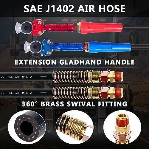 Semi Truck Air Lines Kit 12 FT 3 in 1 ABS Electric Power Line Air Hoses with gallery