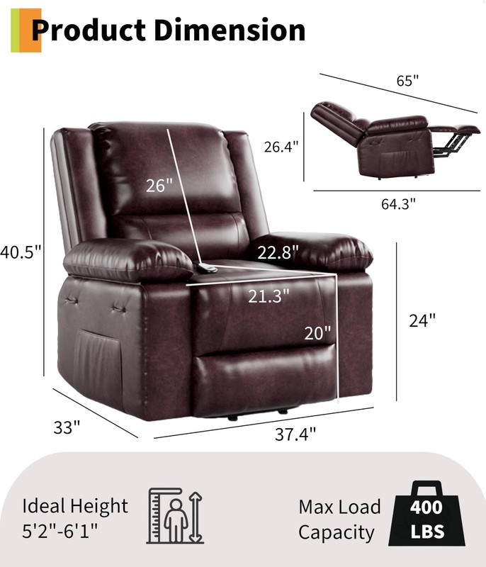 Electric Lift Recliner Chair Power Lift Chair w/ Heat & Massage for Elderly US gallery