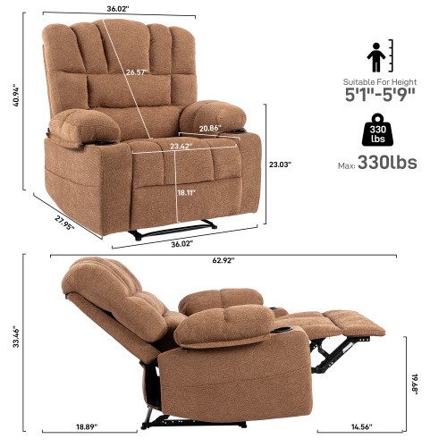 Massage Recliner Chair Sofa with Heating Vibration gallery