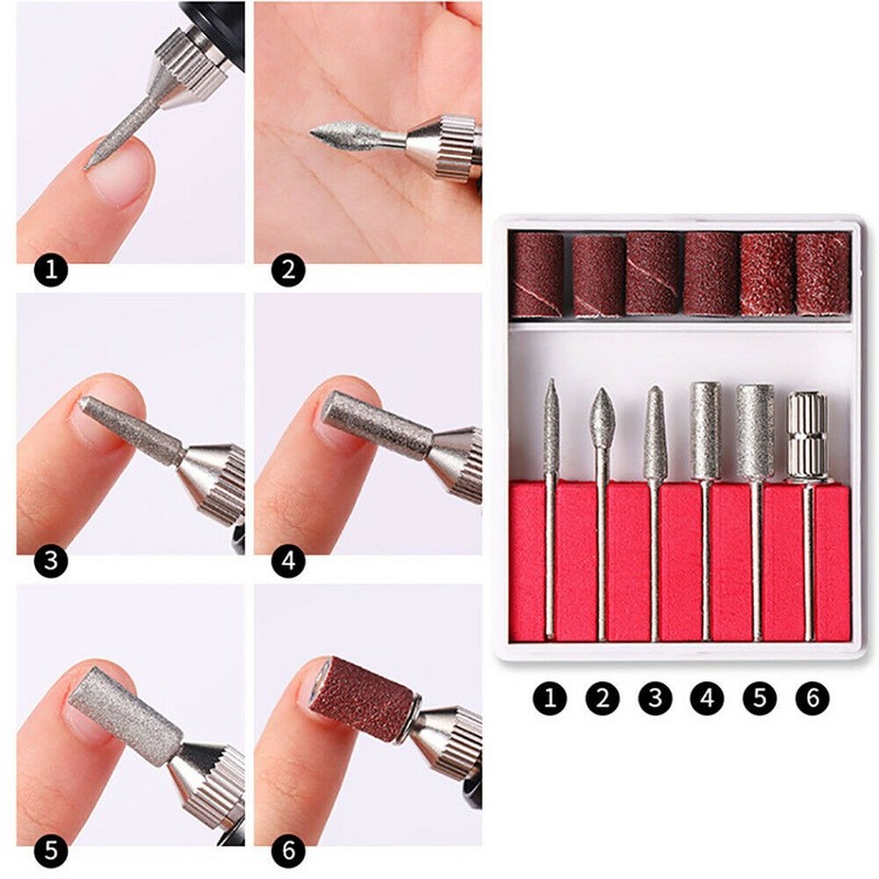 Electric Nail Drill Bits, Portable for Home Travel (Pink)