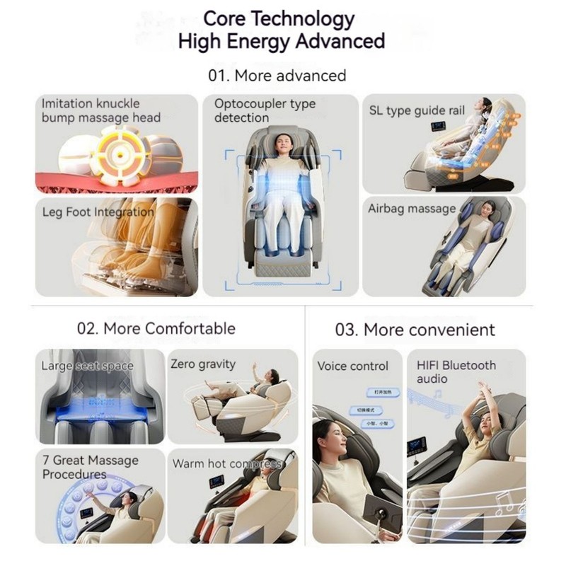 4D SL Track Electric Zero-gravity Massage Chair Full Body Bluetooth For Home gallery