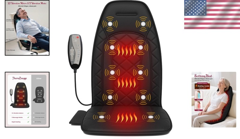 Portable Vibration Massage Pad with Heat - Stress Relief Seat Cushion for Office gallery