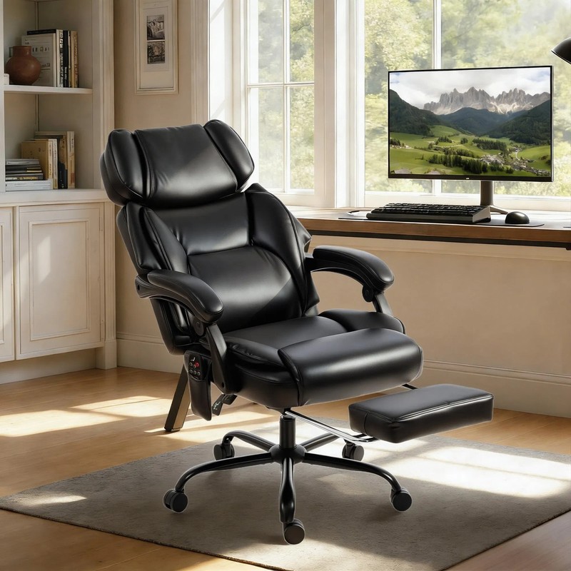 High Back Vibration Massage Chair Heating Office Chair Reclining Computer Chair gallery
