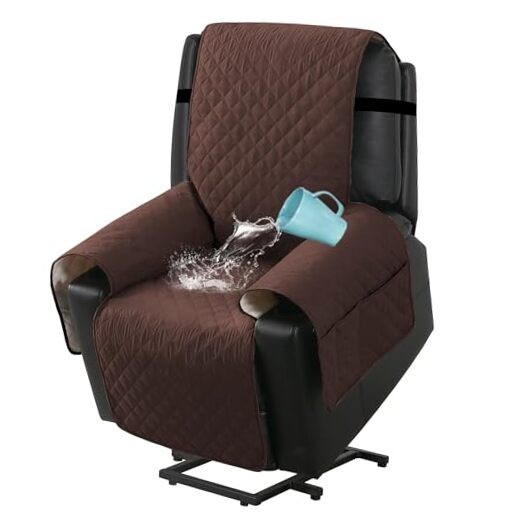 100% Waterproof Power Lift Recliner Chair Cover Non Slip Electric Power Brown